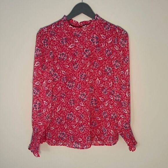 Joie Blouse. Size Small. Pink Floral Mock Neck. - Picture 1 of 7
